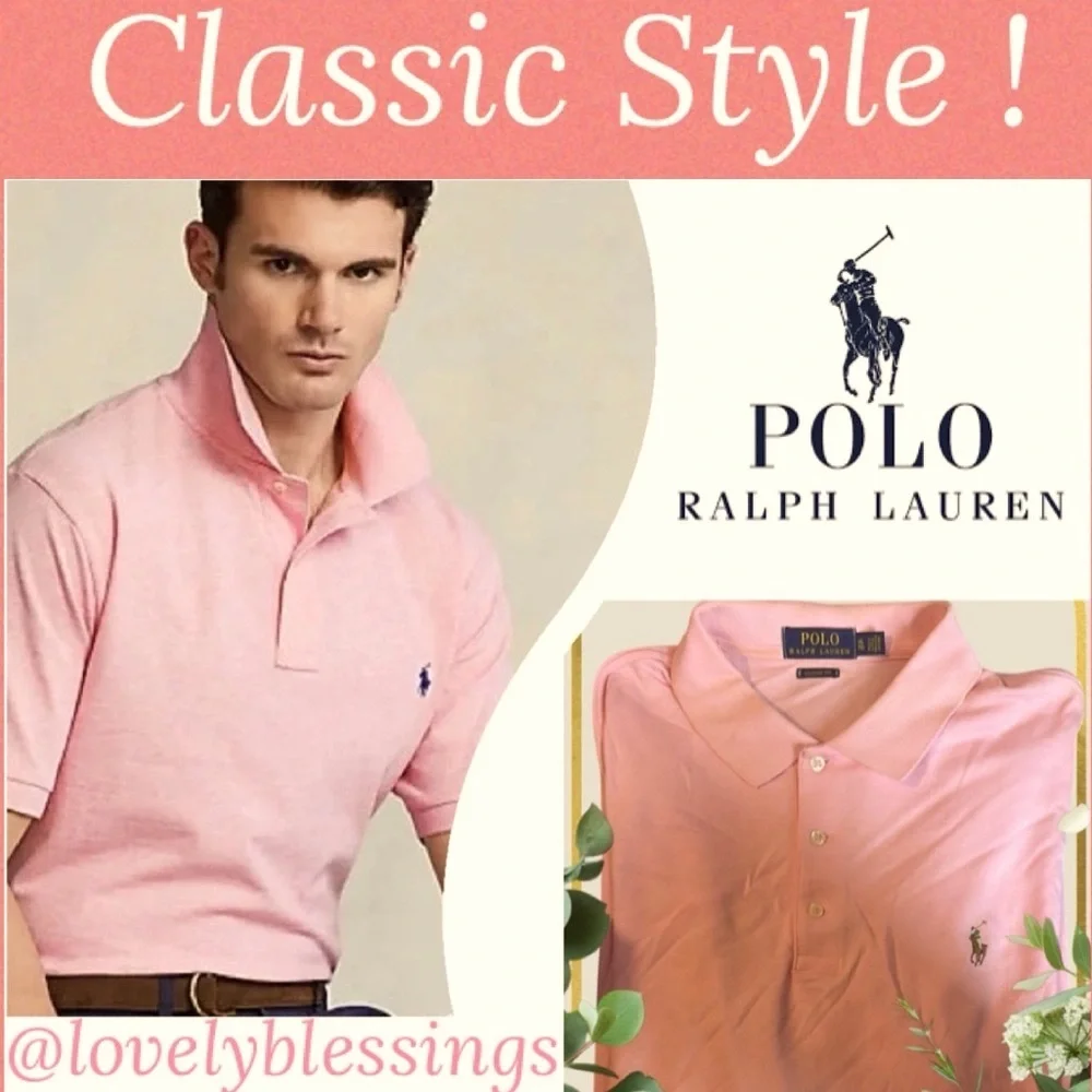 Vintage Polo Shirt Polo Ralph Lauren Short Sleeve Pony Shirt Coral Size Large